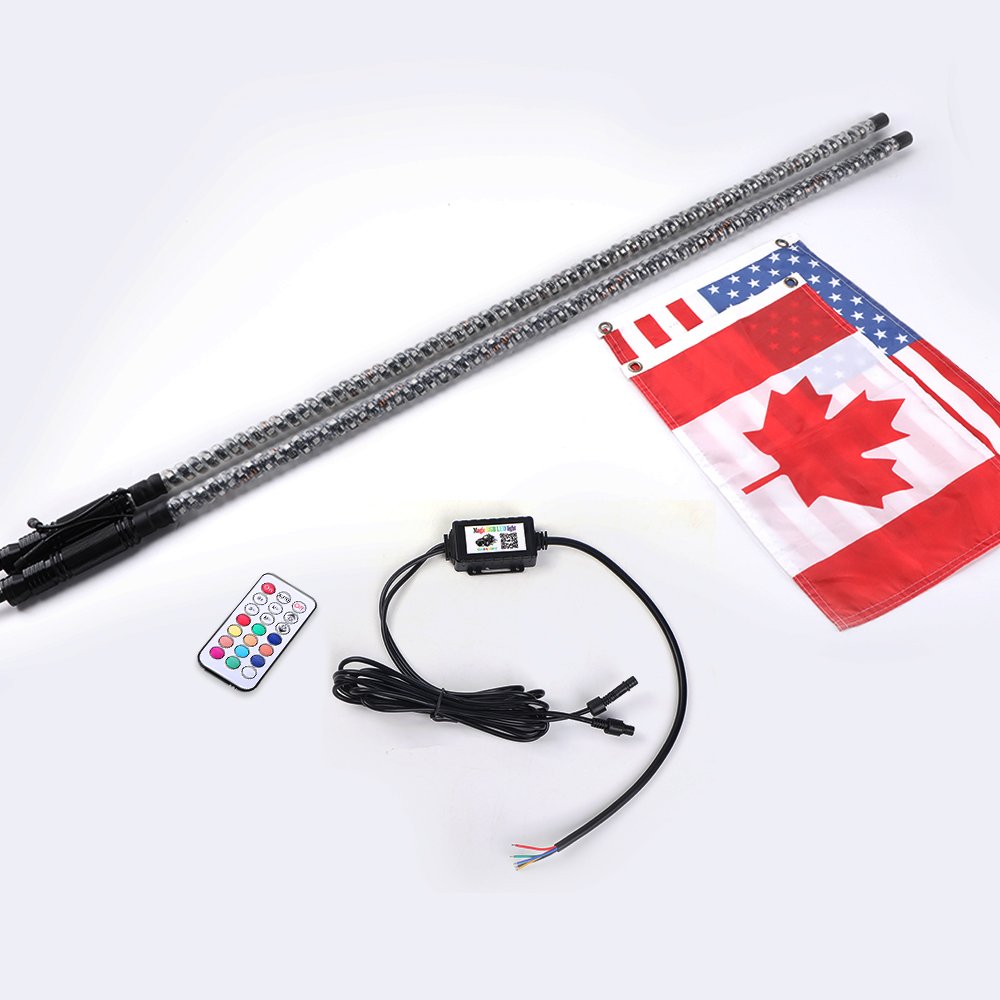 Rzr Automotive Antenna Car Flag Pole Whip Led Lights Antennas 12ft Truck Utv Lights Whip