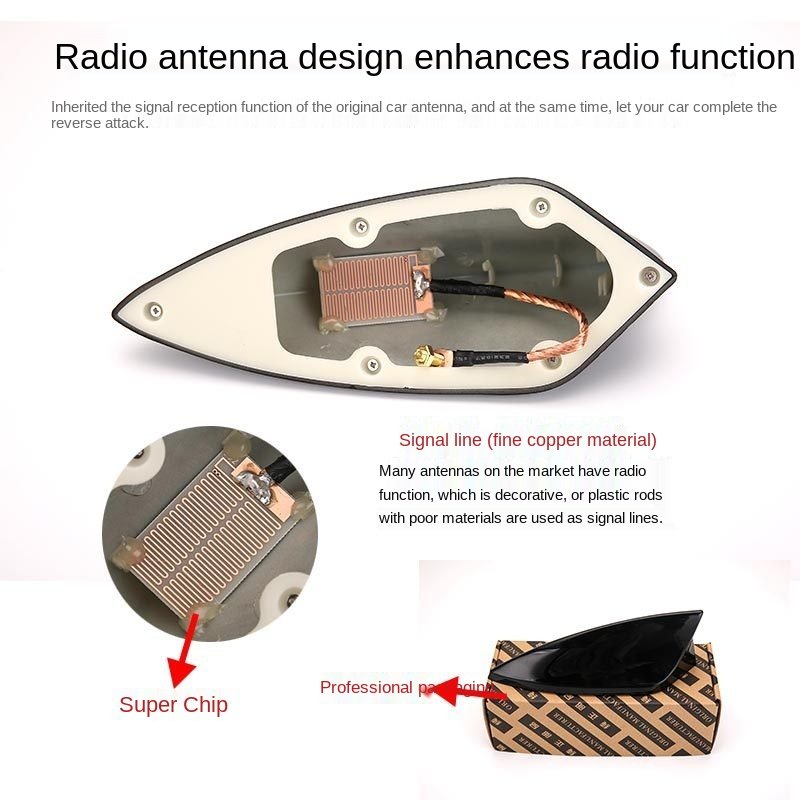 New Car Decoration Shark Fin Special Antenna With Signal Radio Roof Paste Tail Modification Without Holes