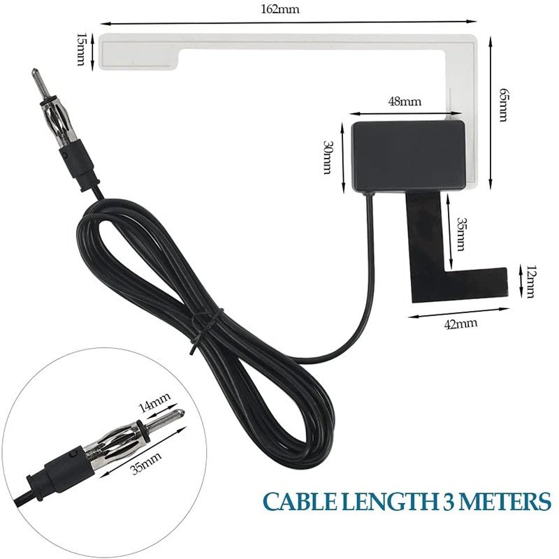 Universal Car Antenna FM/AM/DAB Radio Antenna With DIN Lantern Plug Stainless Steel DAB Car Antenna