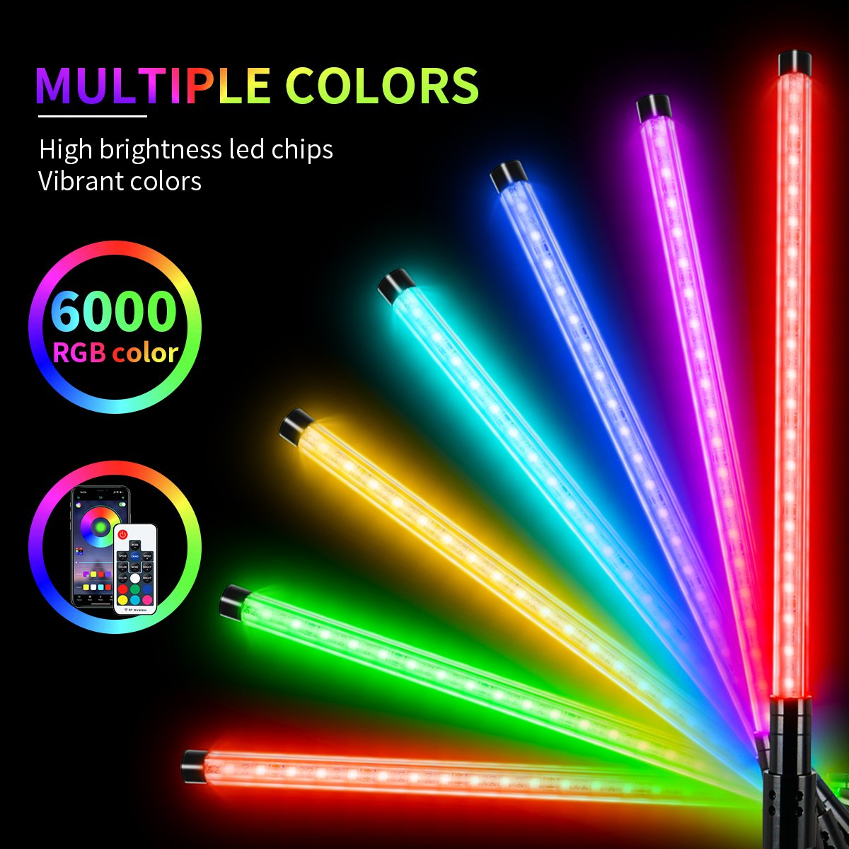 Utv Atv Accessories APP or Remote Control RGB Flashing Antena LED 1FT 2FT 3FT Led Whip for Polaris RZR