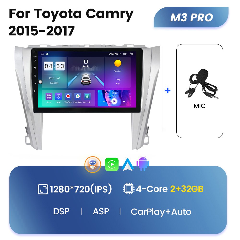 10 Inch Android Car Radio Audio for Toyota Camry 2015-2017 GPS BT Multimedia Player Navigation System 360 Camera