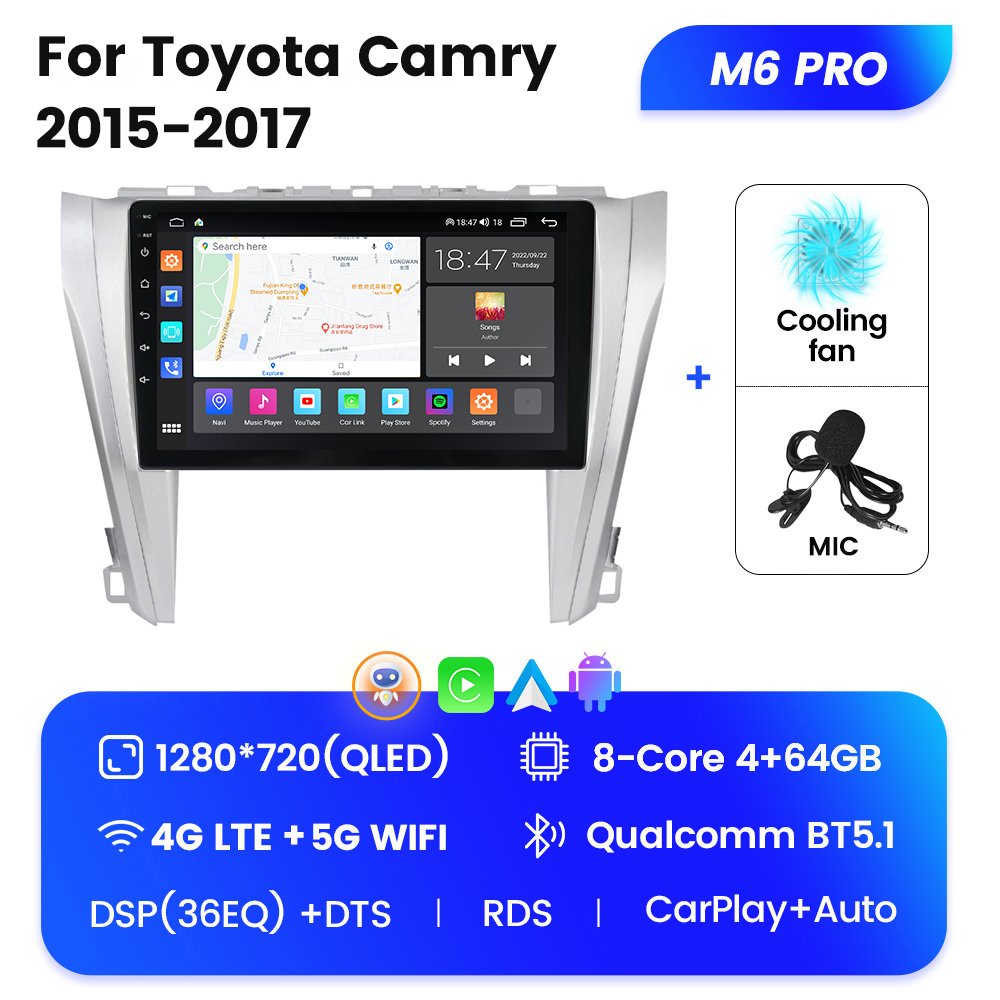 10 Inch Android Car Radio Audio for Toyota Camry 2015-2017 GPS BT Multimedia Player Navigation System 360 Camera