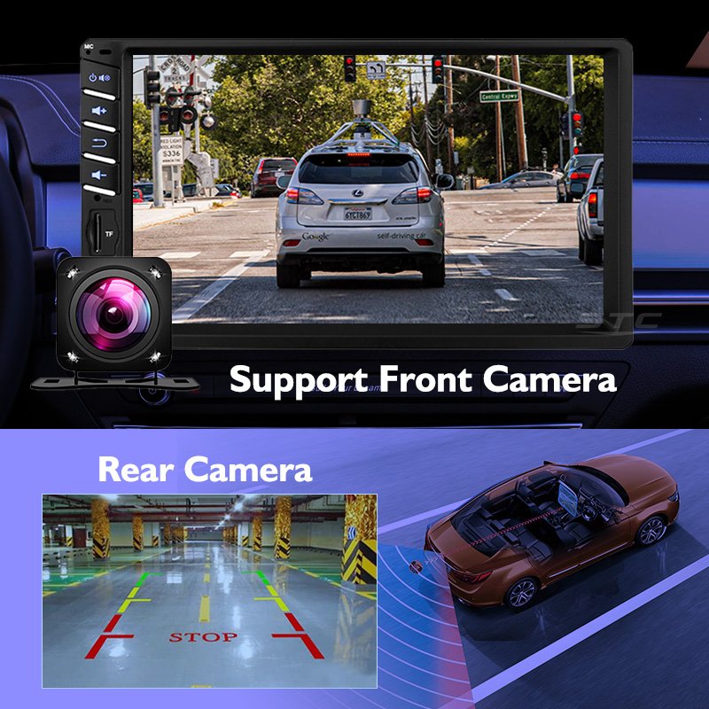 Car Radio 2 Din 7 Inch Touch Screen Radio Mirror BT Music Smartphones Link Anti Box Handsfree Band Antenna