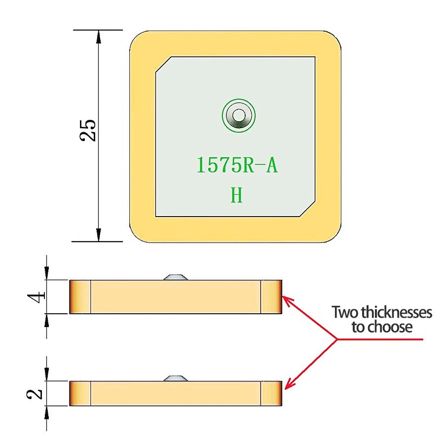 RY 25*25*4mm Internal 1575R-A 3dbi High Gain 1568R 1584R 1590R Transmitter Ground Plane Patch Passive Micro Gps Antenna