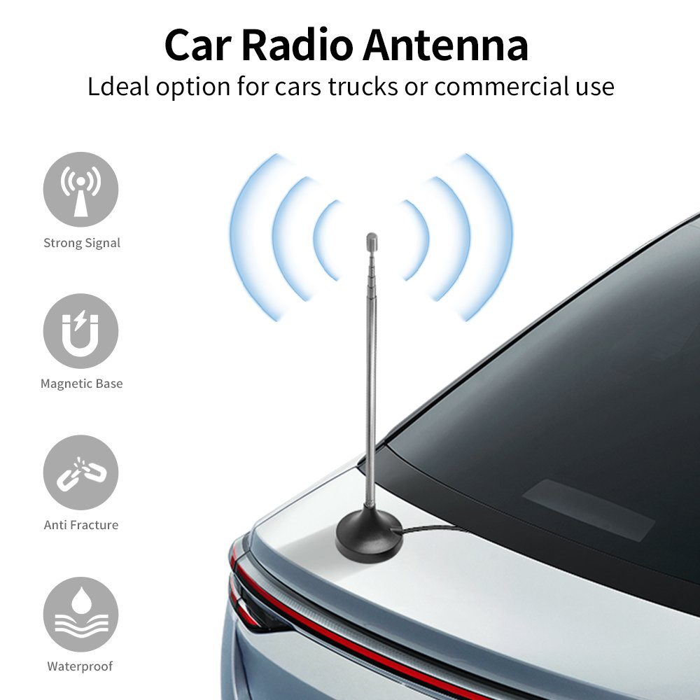 Indoor stretch magnetic base telescopic Car radio AM FM antenna DVB-T VHF UHF digital HDTV antenna