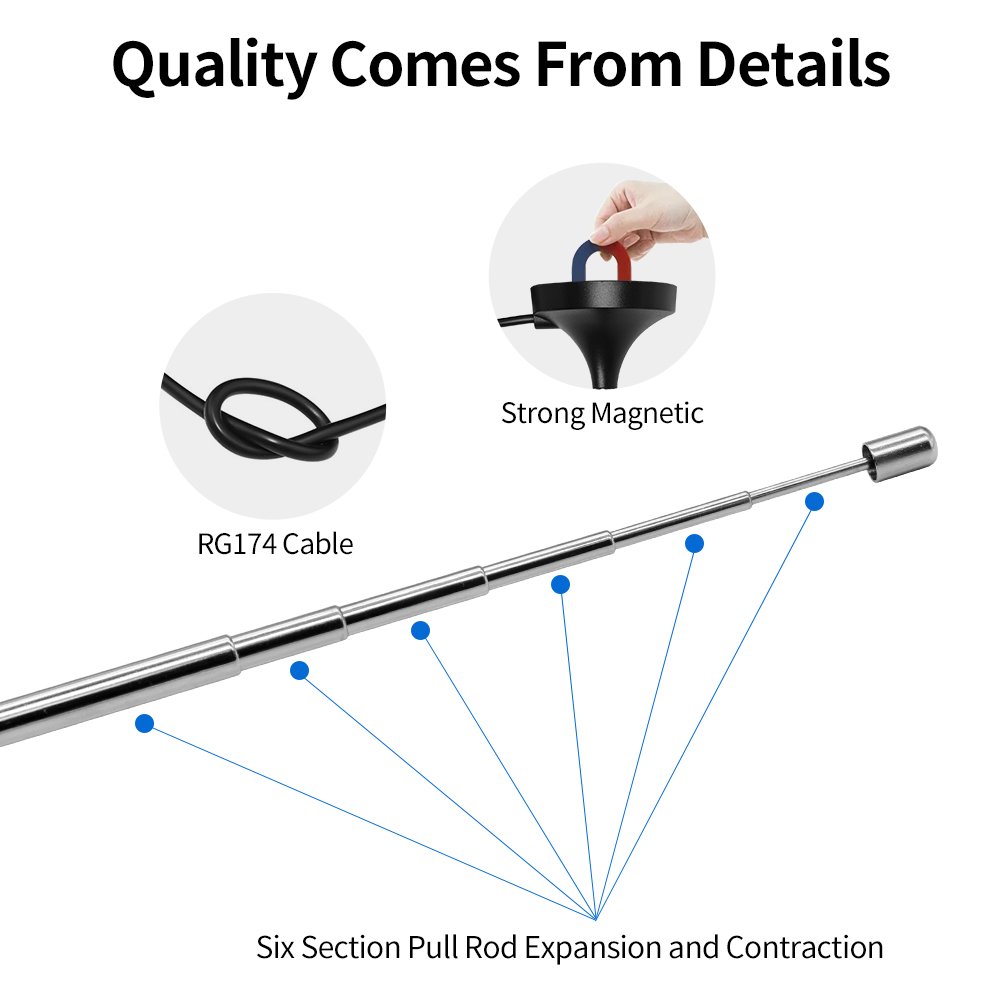 Indoor stretch magnetic base telescopic Car radio AM FM antenna DVB-T VHF UHF digital HDTV antenna