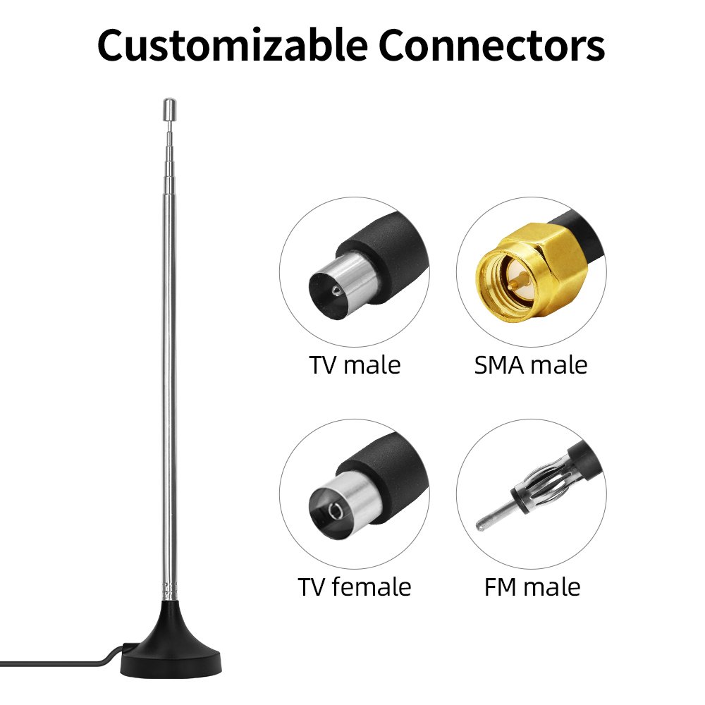 Indoor stretch magnetic base telescopic Car radio AM FM antenna DVB-T VHF UHF digital HDTV antenna