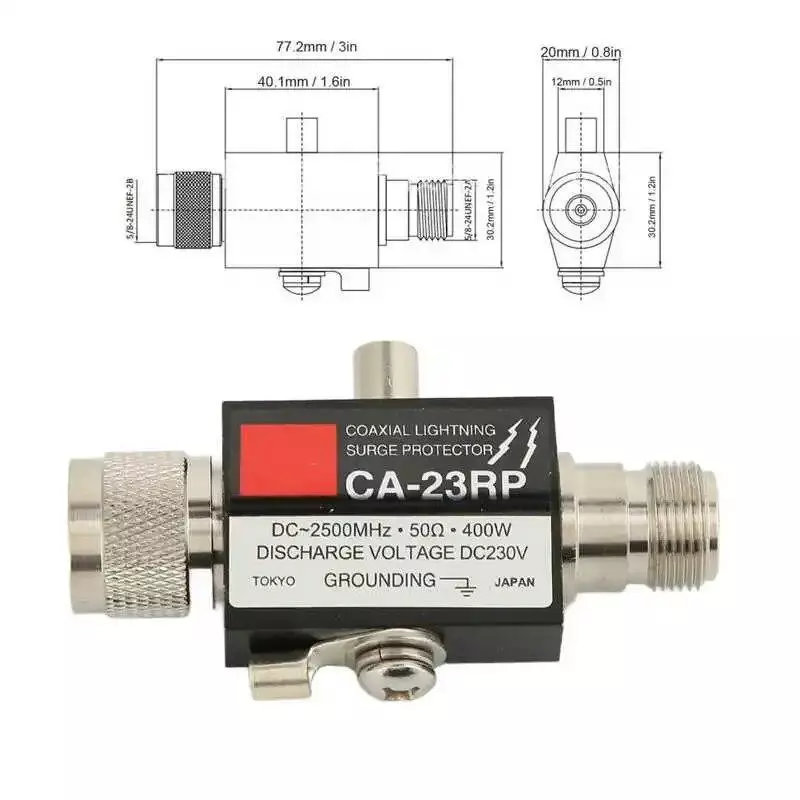 CA-23RP Coaxial Lightning Arrester Surge Protector Radio Connector Adapter Repeater Coaxial Lightning Antenna Surge 3GHZ 50 Ohm