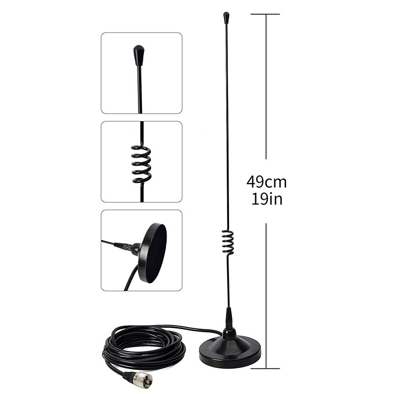 Dual Band Magnetic Mount Mobile Antenna VHF/UHF Heavy Duty Magnet Base Antenna PL-259 Plug for Car