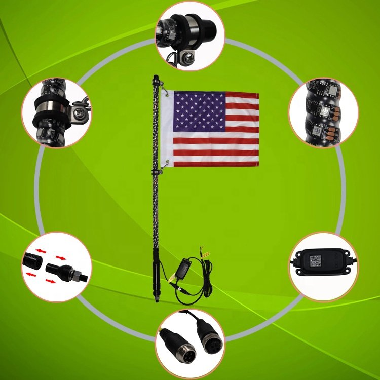 WD WHIP LED Light Whip Spiral for ATV/UTV/Truck/Polaris RZR - Stylish Car LED Accessories