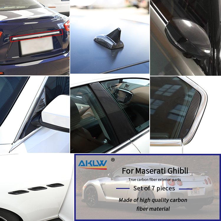 For Maserati Ghibli Carbon Fiber Exterior Accessories Door B-pillar Panel Protection Cover Rearview Mirror Panel Cover