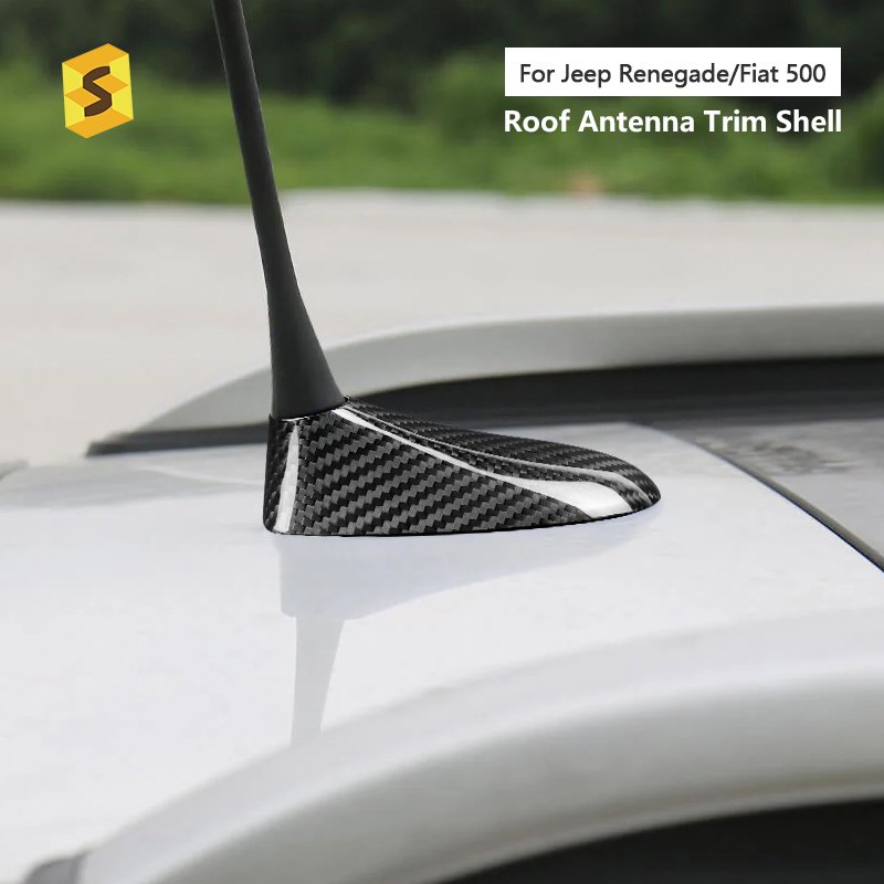 ES Carbon Fiber Car Rear Roof Antenna Trim Shell Exterior Accessories Decoration for Fiat 500 2004-2011 Pre Restyling