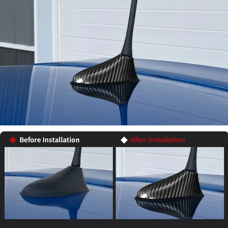 ES Carbon Fiber Car Rear Roof Antenna Trim Shell Exterior Accessories Decoration for Fiat 500 2004-2011 Pre Restyling