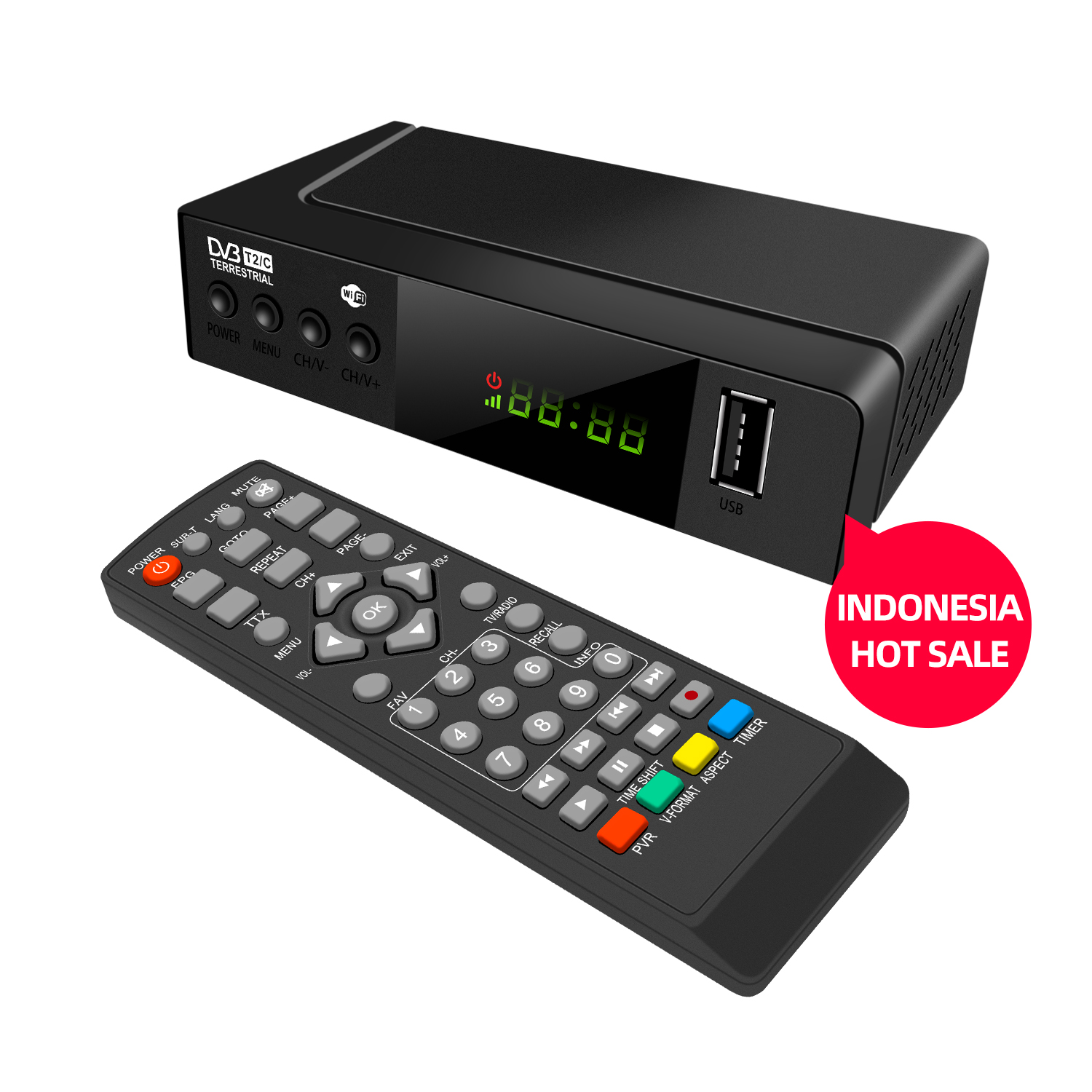 Factory Price STB Set Top Box FTA Support Wifi Decider Digital Terrestrial DVB-T2 Set Top Box