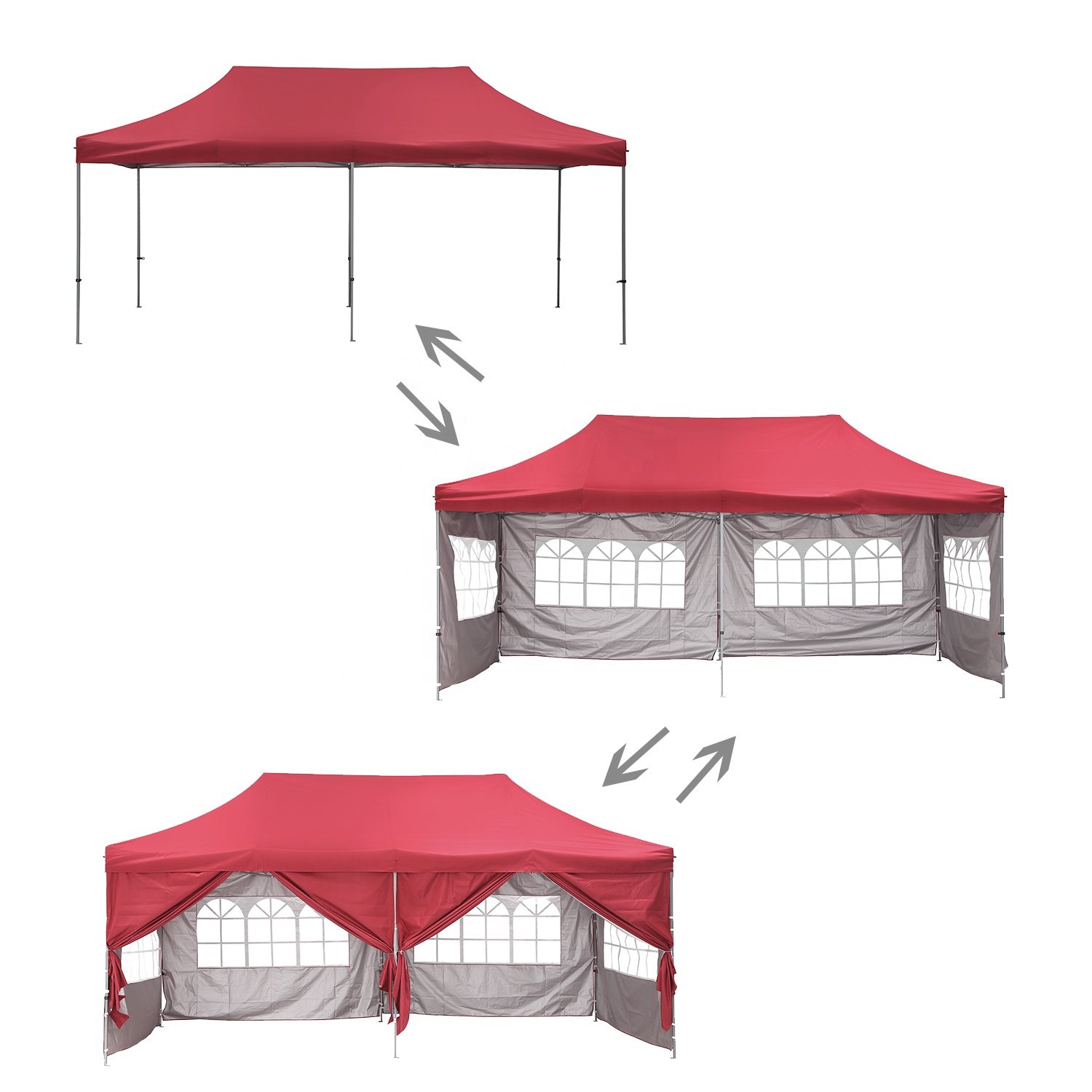 3x4.5m/3x6m Hexagon Steel Frame Outdoor Easy up Canopy Folding Gazebo for Trade Show Tent