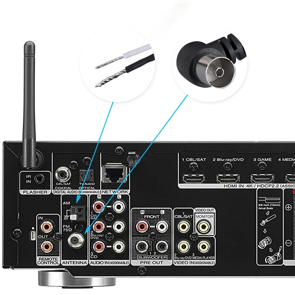 Indoor HD Radio 75 Ohm FM Antenna FM Antenna and AM Loop Antenna Home Stereo Receiver AV Audio Video
