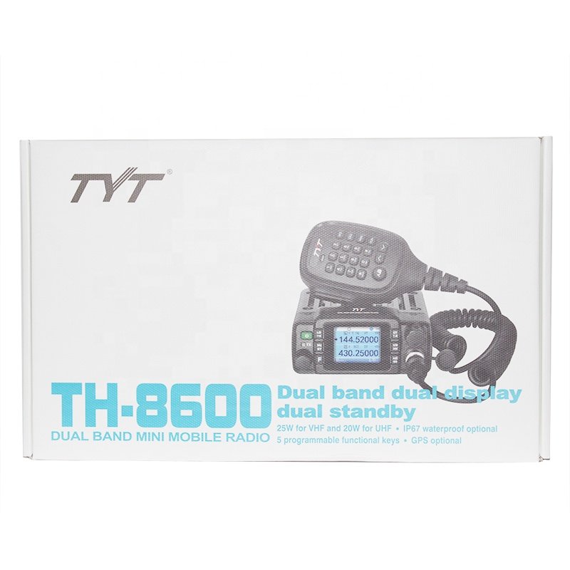 TYT TH-8600 IP67 Waterproof Dual Band 136-174MHz/400-480MHz 25W Car Radio HAM Mobile Radio with Antenna,Clip Mount,USB Cable