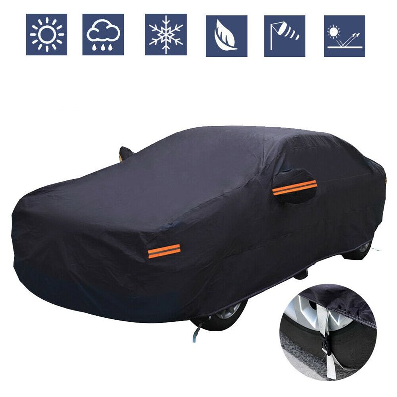 Best Heavyduty Thick Cotton Breathable Outdoor All Weather Sun protection Black Winter Car Cover with Zipper and Antenna Hole