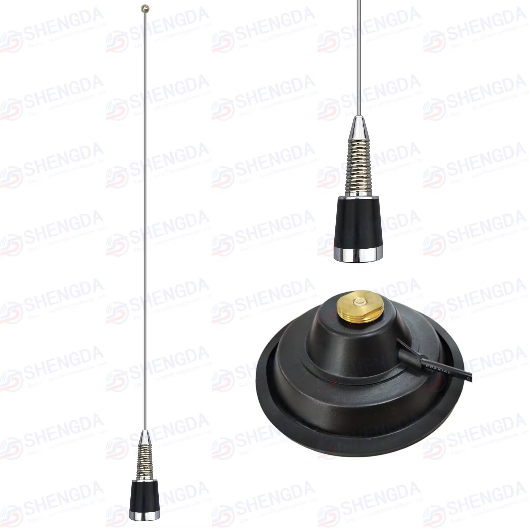 VHF 136-174Mhz 3.5dBi Stainless Steel flexible Whip Mobile Car Radio Antenna with NMO Connector