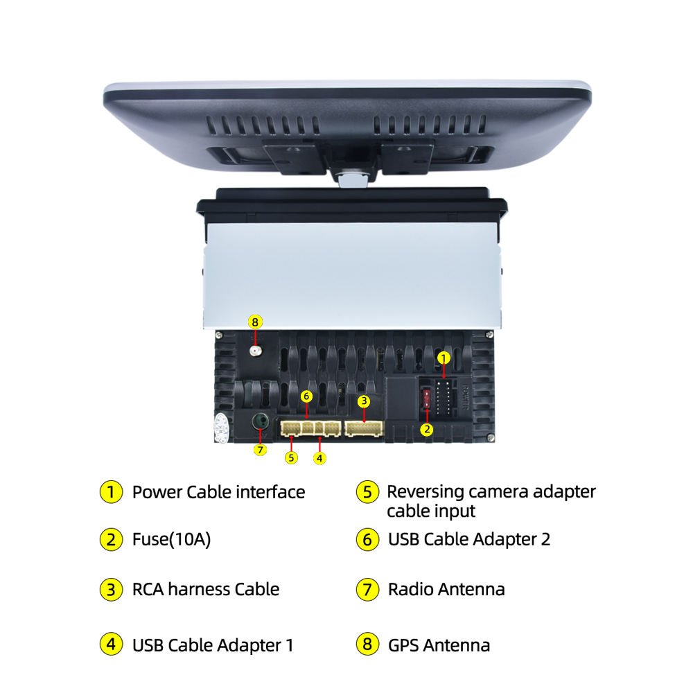 Android 11 Universal 1Din Car Radio 10 Inch 360 Degree Rotation GPS DVD Blue Tooth Player Video Multimedia WiFi GPS Mirror Link