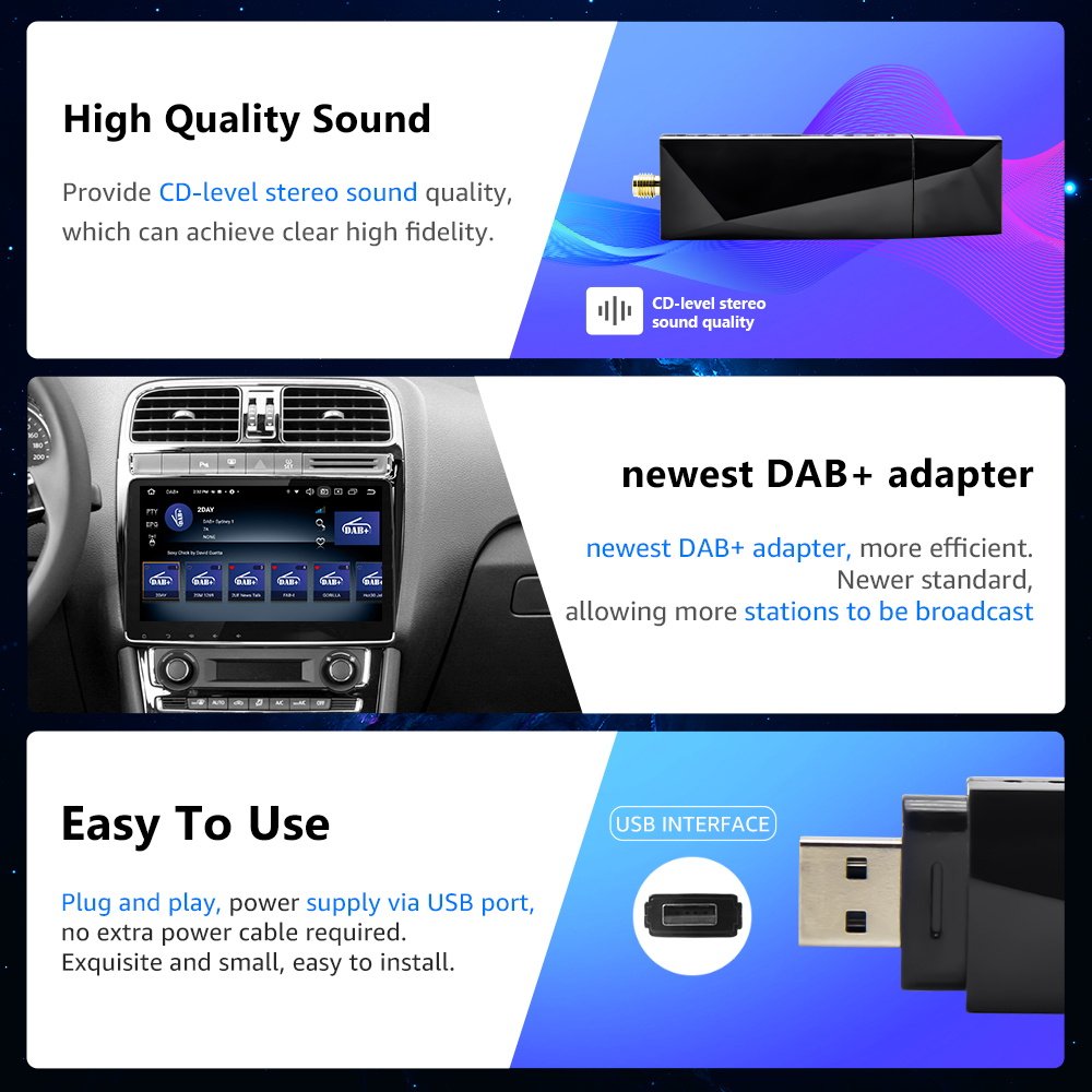 DAB+ Digital Radio Receiver Car DAB Box Digital Radio Antenna Receiver HIFI Adapter Signal Booter USB Receiver