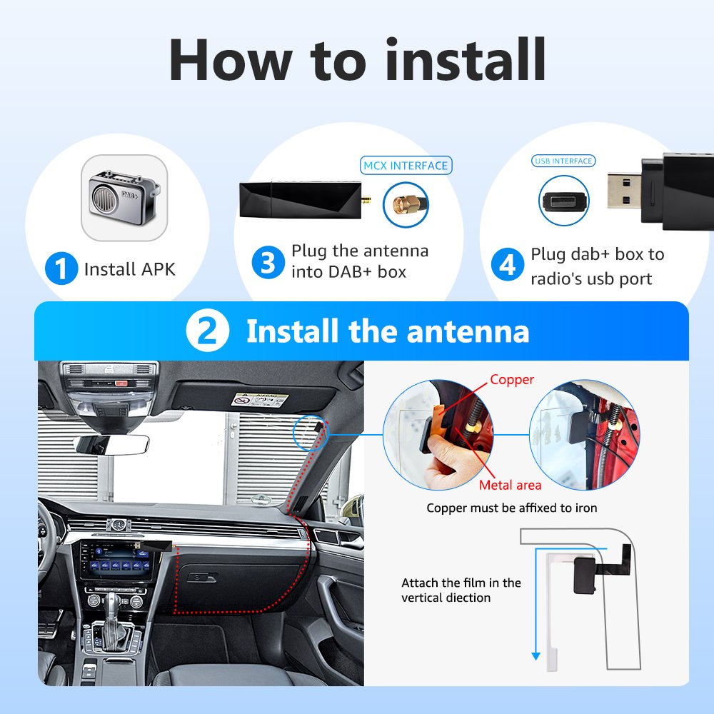 DAB+ Digital Radio Receiver Car DAB Box Digital Radio Antenna Receiver HIFI Adapter Signal Booter USB Receiver