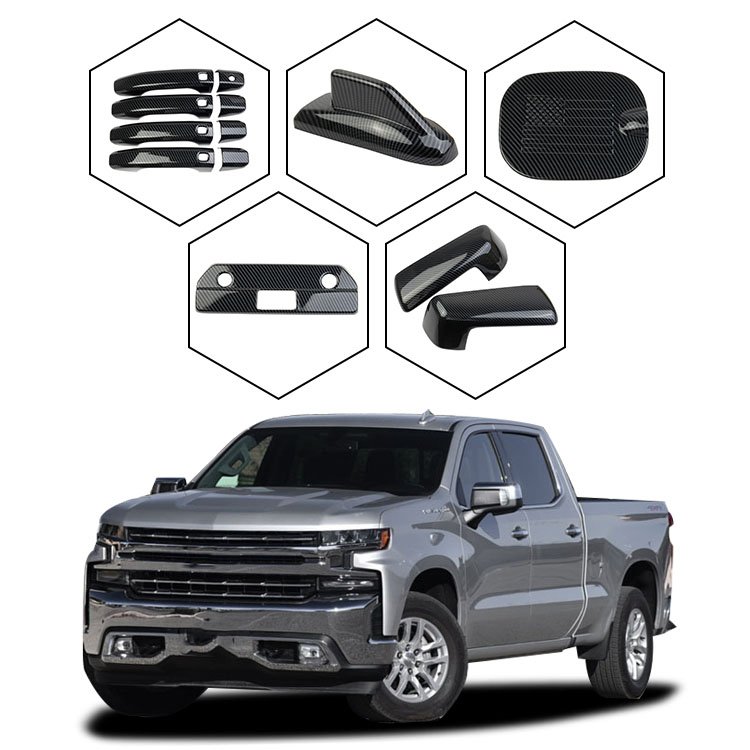 For 2022 Chevrolet silverado 2019 2020 2021 Car Exterior Decoration Carbon Fiber Kit Exterior Cover Trims Stickers