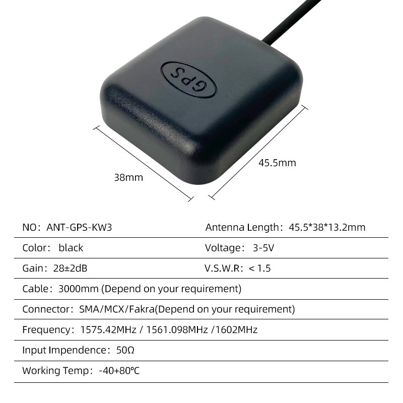 External RG174 3Metres Cable 28dBi GPS GNSS BDS Antenna Magnetic Mounting GT5 Connector Active GPS Antenna Car