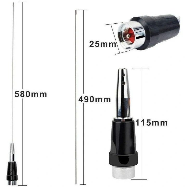 MC200 Mobile Radio Vehicle Ham Antenna 340-520MHz 5/8 Wave Cutting Type Stainless Steel Road Car Communication