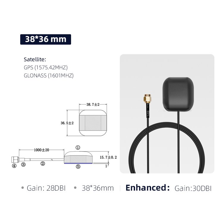 Omnidirectional high gain GPS/GLONASS automotive navigation satellite positioning external active GPS antenna with SMA connector
