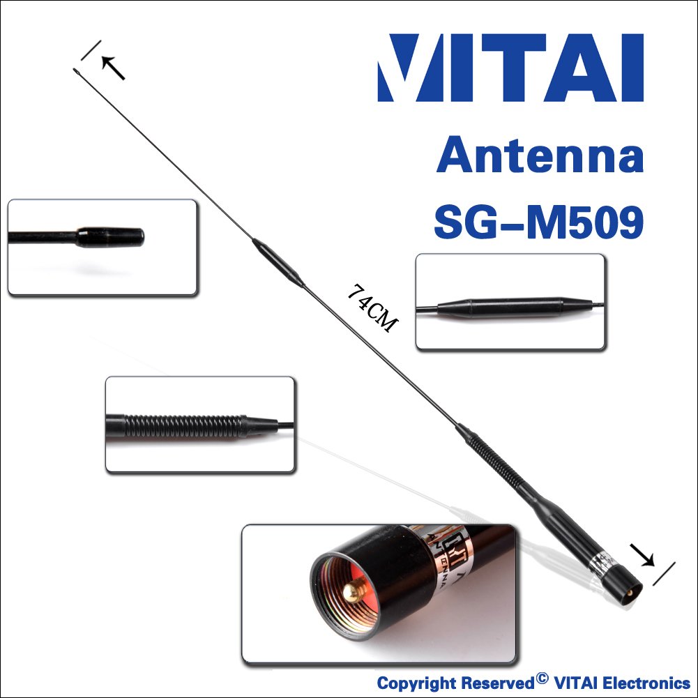 VITAI SGM509 Mobile Radio Antenna 144/430MHz 70W 2.15/5.2dBi UHF Conector Mobile Transceiver Antenna