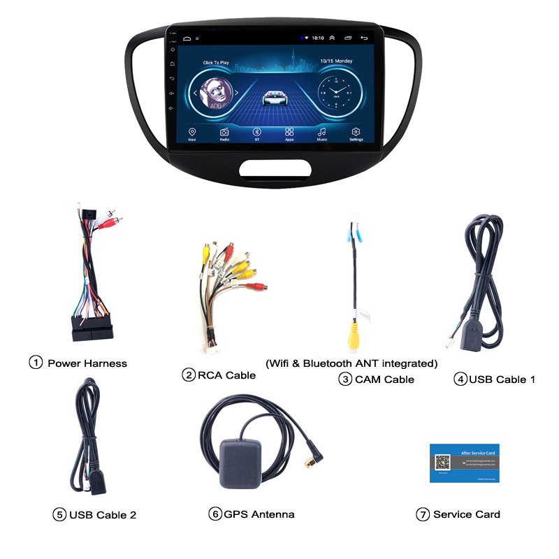 Android 10 Car Radio Multimedia Player for Hyundai Grand I10 2008-2012 Auto Stereo Video GPS Navigation(763d76d)