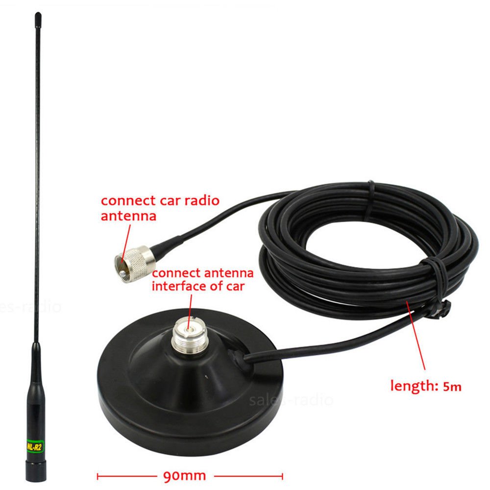 NL-R2 Nagoyas rubber whip mobile antenna with magnet base vhf/uhf ham radio car antenna with 5m cable