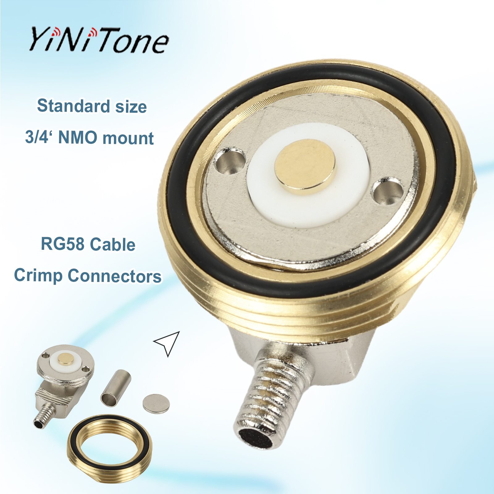 NMO Connector 3/4 Inch Hole Crimp Kit Alloyed Solder Repairment for Mount RG58 Coaxial Cable Vehicle Antenna