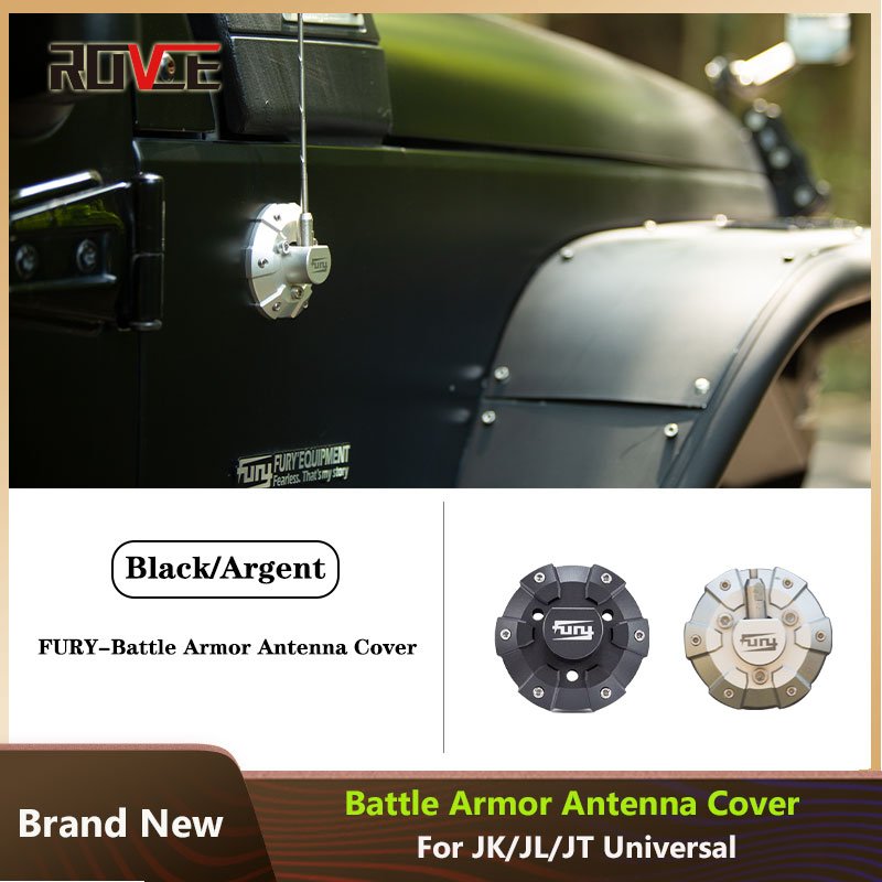 ROVCE Car Accessories Alloy Radio Antenna Base Cover Battle Armor Antenna Cover for Jeep Wrangler JK/JL/JT Universal