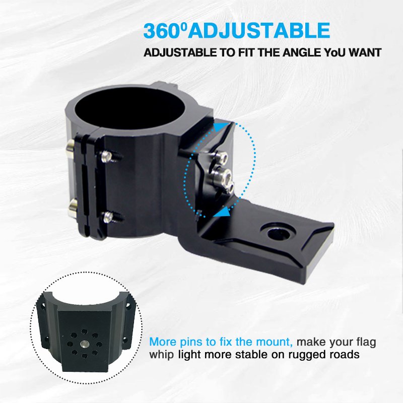 2" Adjustable Utv Flag Mount Led Antenna Brackets Atv Light Whip Mount Compatible With Polaris Rzr Talon 1000