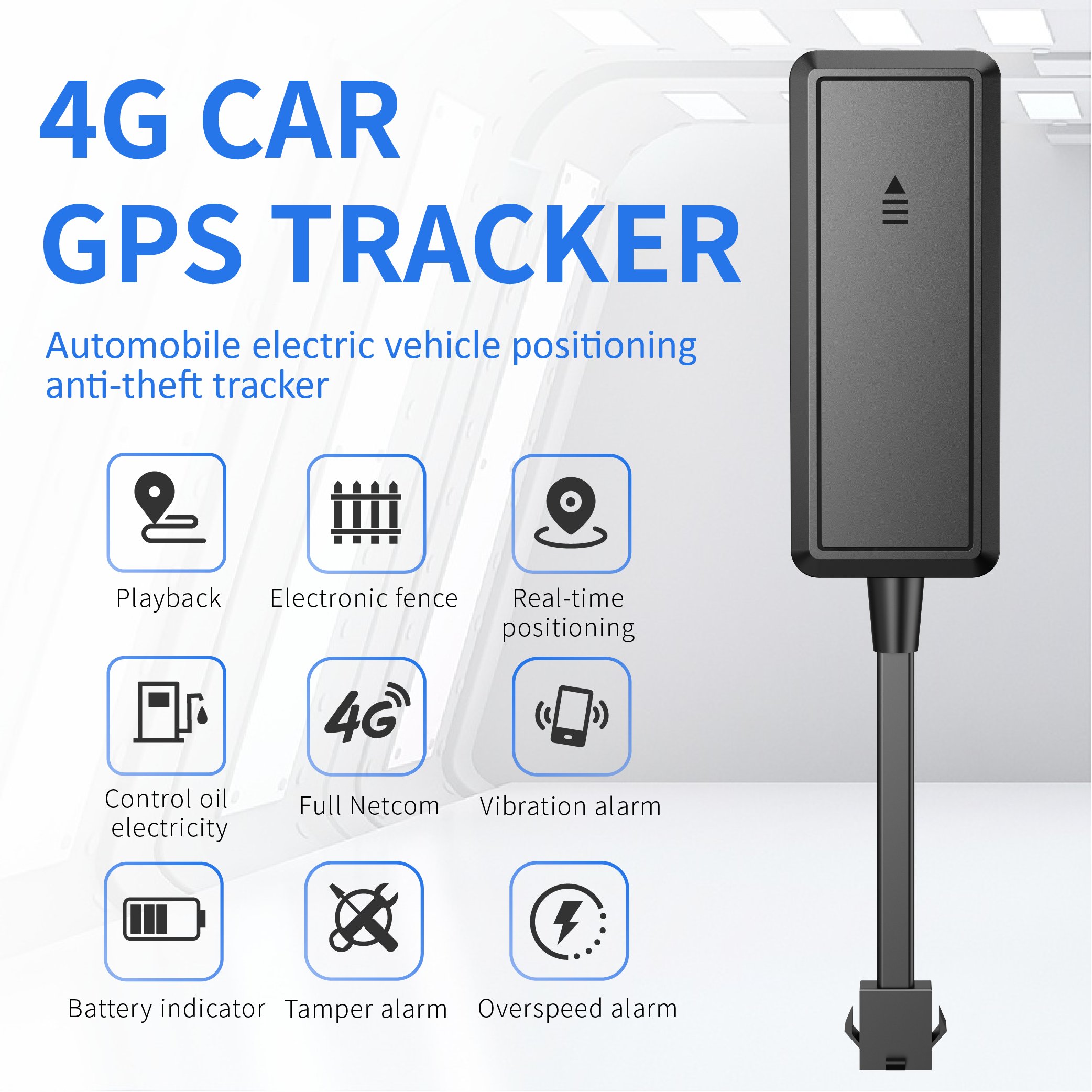 Portable 4G LTE GPS Locator Mini Auto/Motorcycle Tracker with SOS Waterproof Acc Detection LBS/WiFi Positioning IP67 Rated