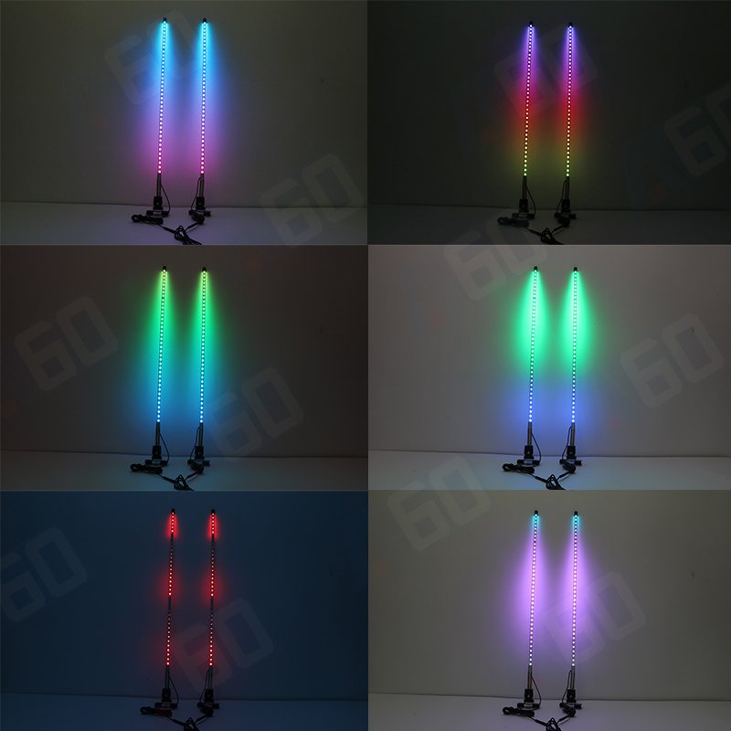 APP Waterproof ARGB Led Tail Whip Off-road Vehicle Warning Spring Antenna Led with Steering Brake Reversing Light Multi-function