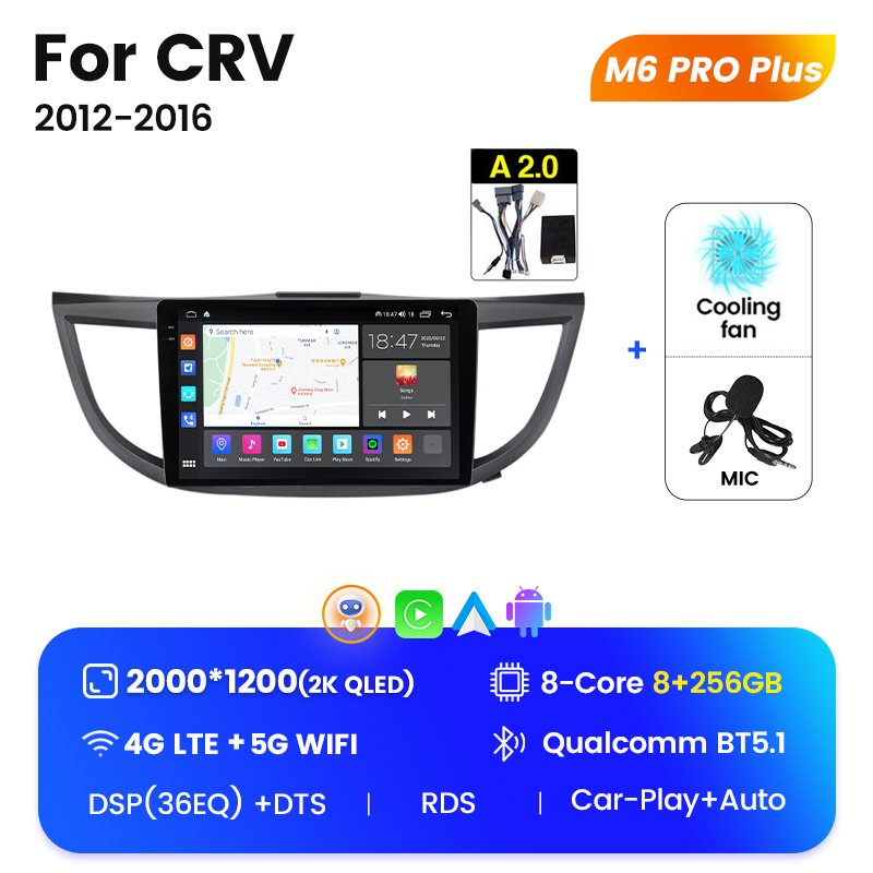 MEKEDE M6 PRO Android 12 QLED Car Multimedia Audio System Car DVD Display for Honda CRV 2012 2016 10inch AB