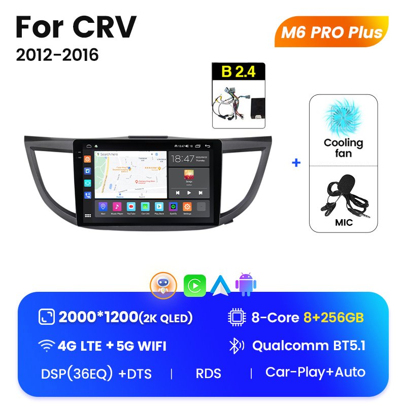 MEKEDE M6 PRO Android 12 QLED Car Multimedia Audio System Car DVD Display for Honda CRV 2012 2016 10inch AB