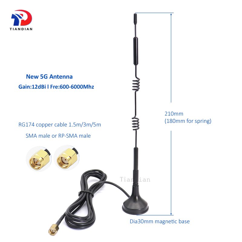 Latest design 5G Antenna 12dBi signal booster router external wireless coils Lte 4G Antenna 5g