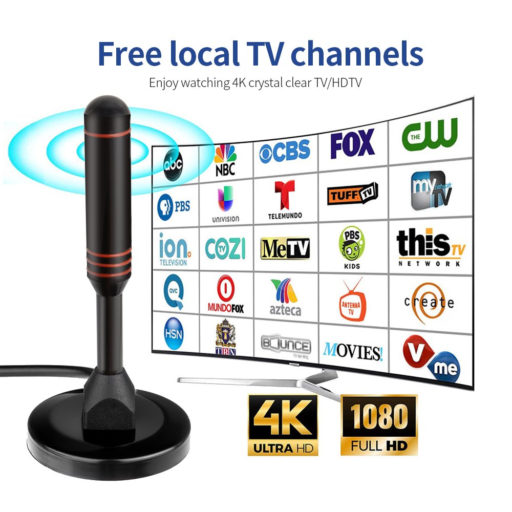 2023 Hot Sale Aerial Hdtv Digital Antena Tv Amplified Uhf Vhf Outdoor Indoor Tv Antenna With Magnet Base