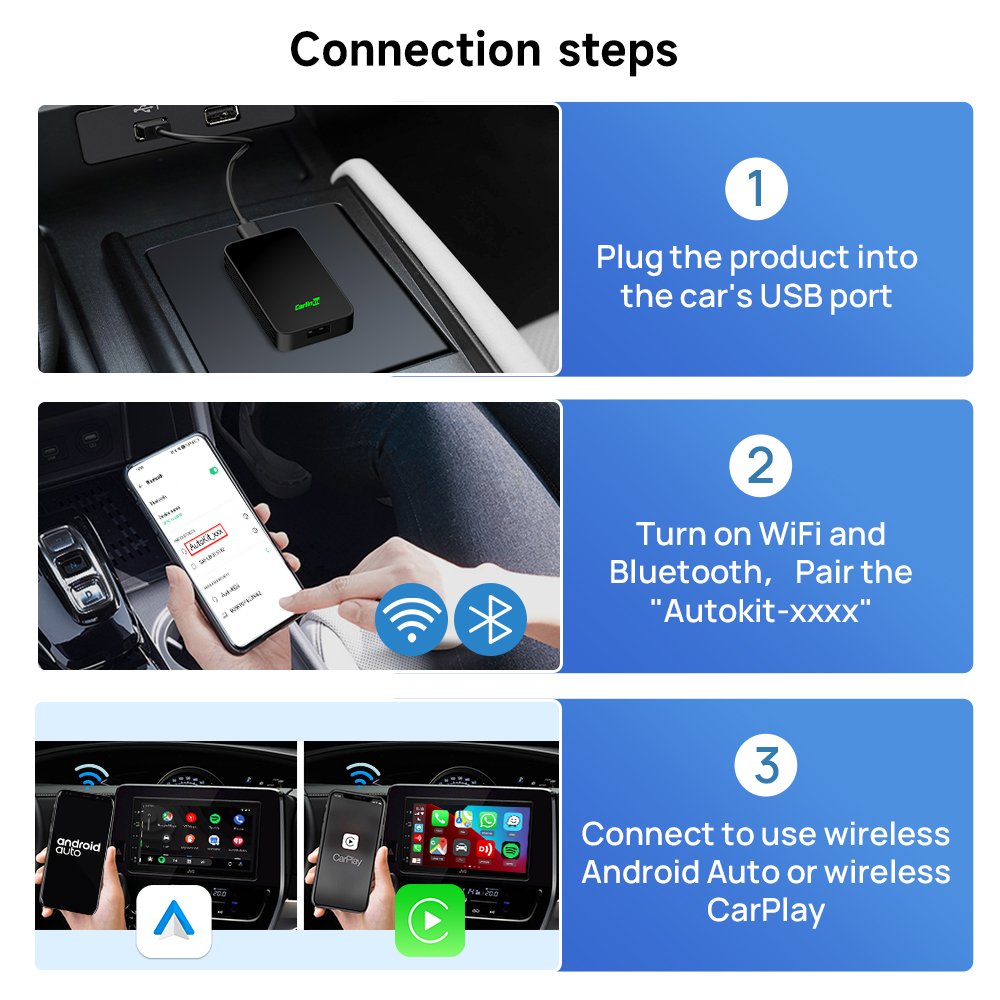 Carlink Portatil Wireless Carplay Adapter Cars Android Bluetooth Auto Dongle Ai Box Carlinkit 50 5.0 for Iphone Apple