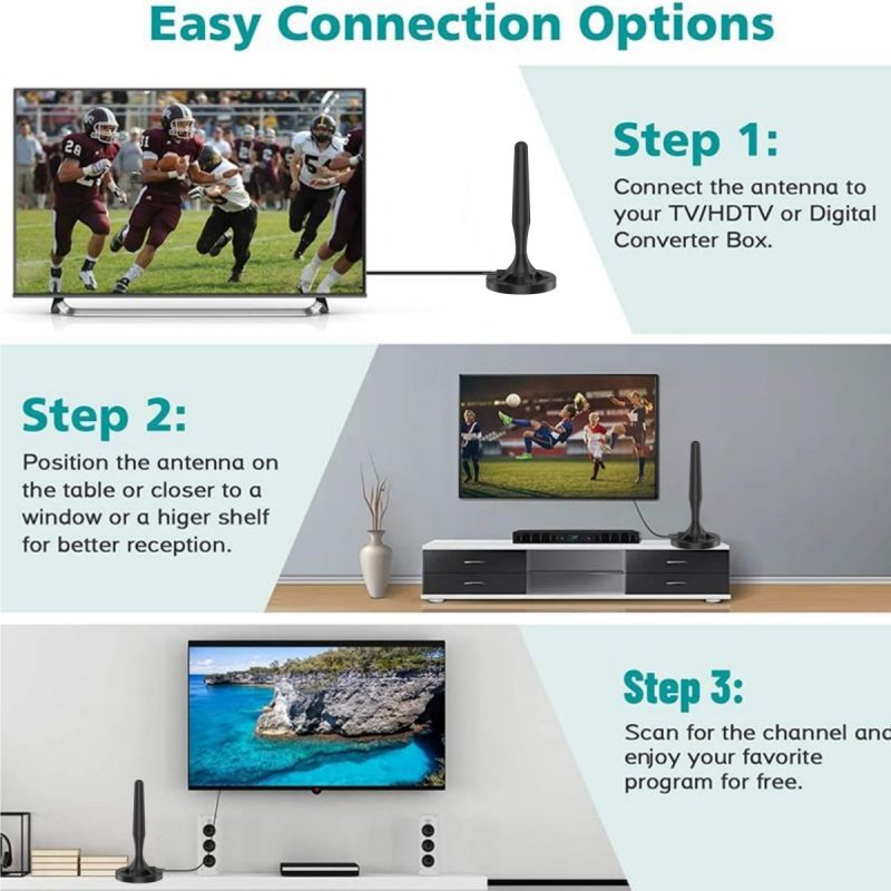 Hot Sale Cross Border DVB-T2 ATSC Cmmb DTMB Indoor HDTV Antenna Car High-Gain UHF VHF Ground Wave Surface Digital TV Reception