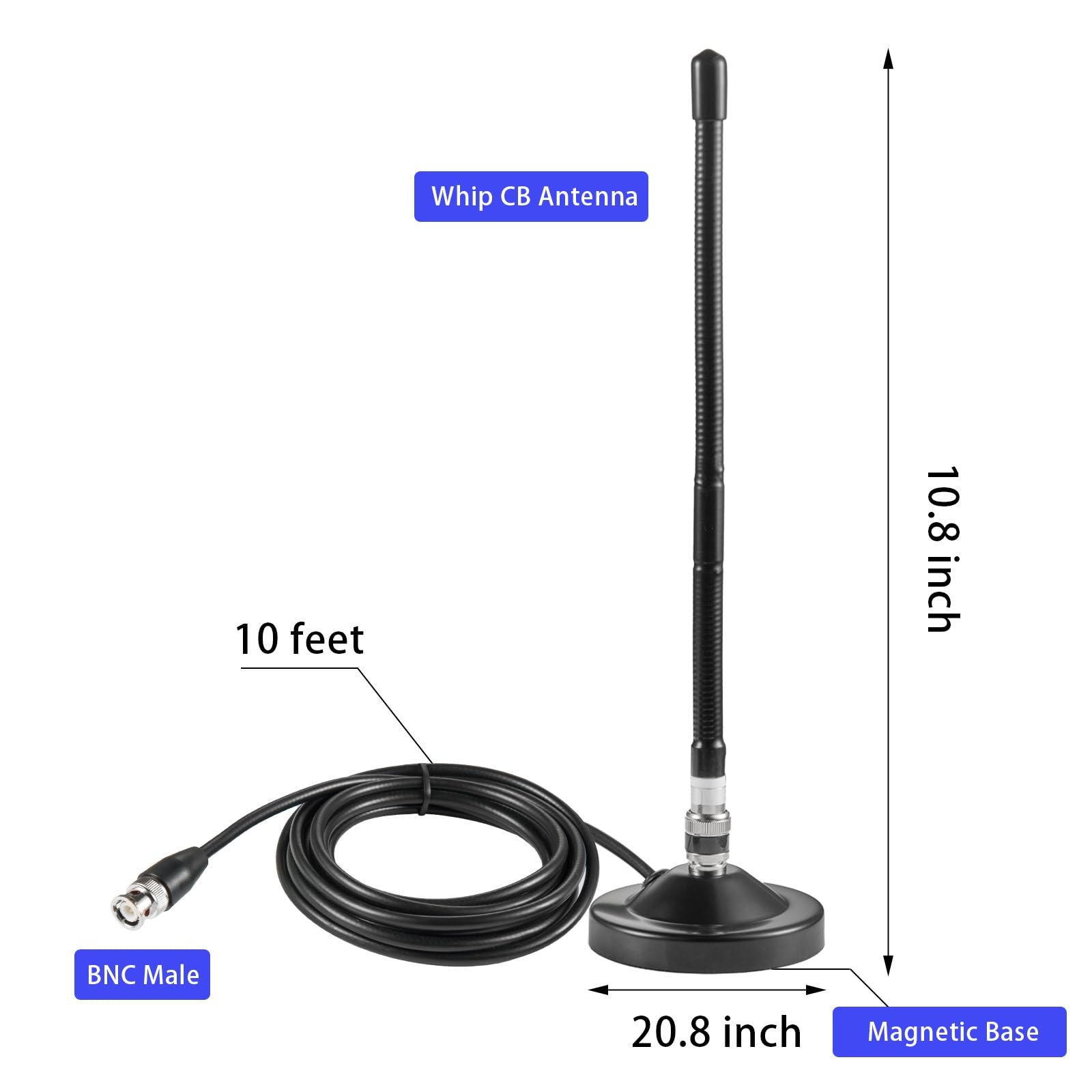 Long Range 27MHz Heavy Duty Magnetic Base Station Soft Whip CB Radio Antenna For Vehicle Car Truck Mobile Handheld