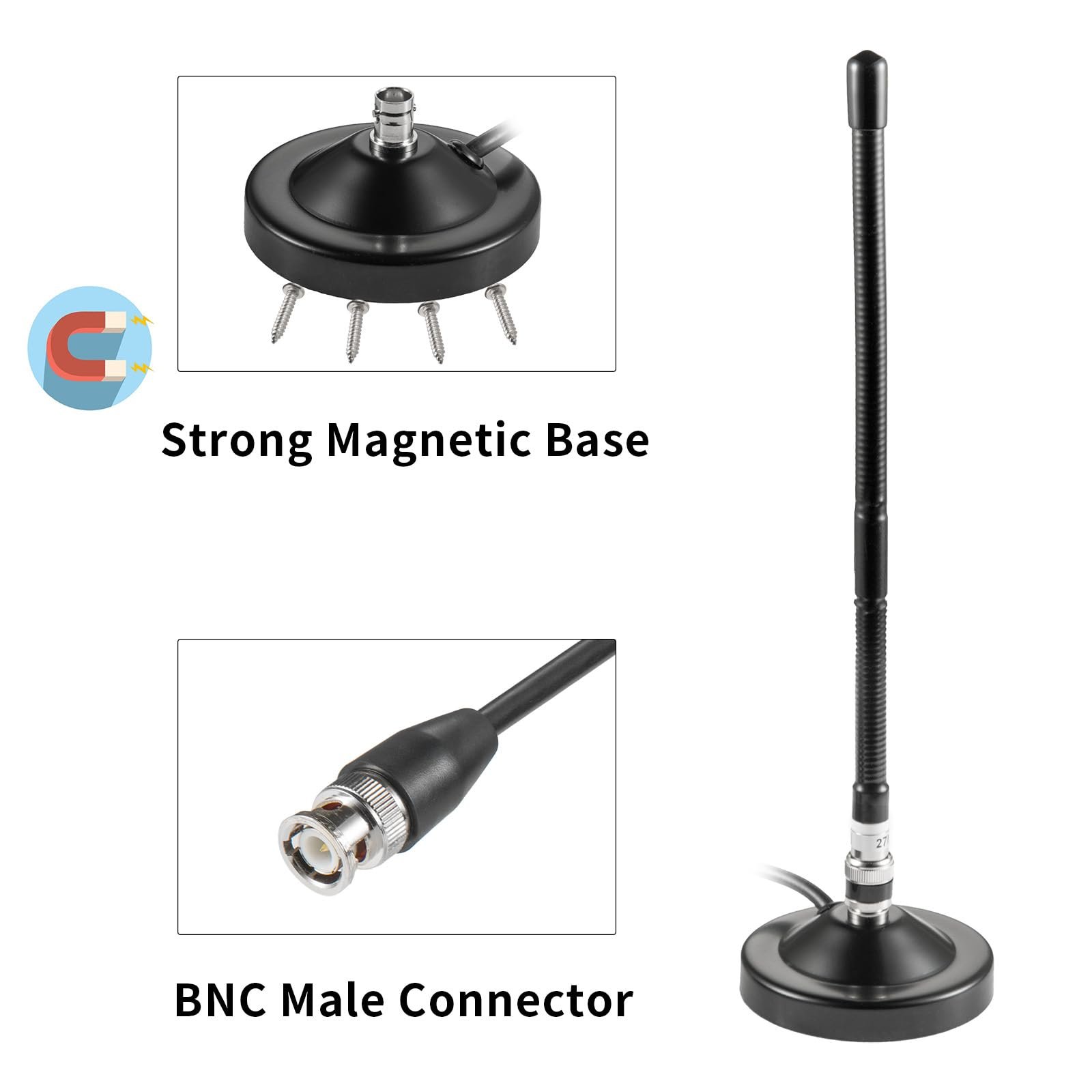 Long Range 27MHz Heavy Duty Magnetic Base Station Soft Whip CB Radio Antenna For Vehicle Car Truck Mobile Handheld