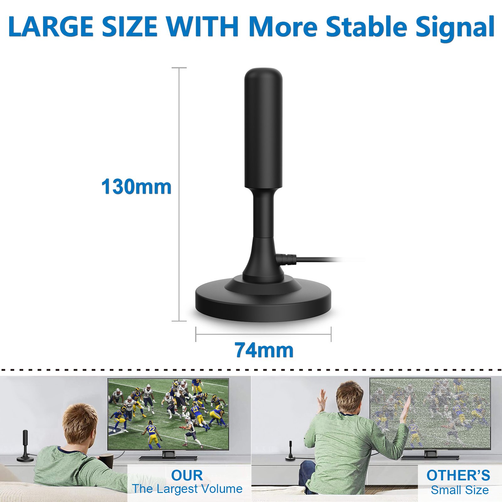Wholesale DVB-T DVBT-2 ATSC ISDB-T VHF UHF Amplified Home Indoor Magnetic Base 50W Indoor Tv Antenna Indoor Digital Tv Aerial