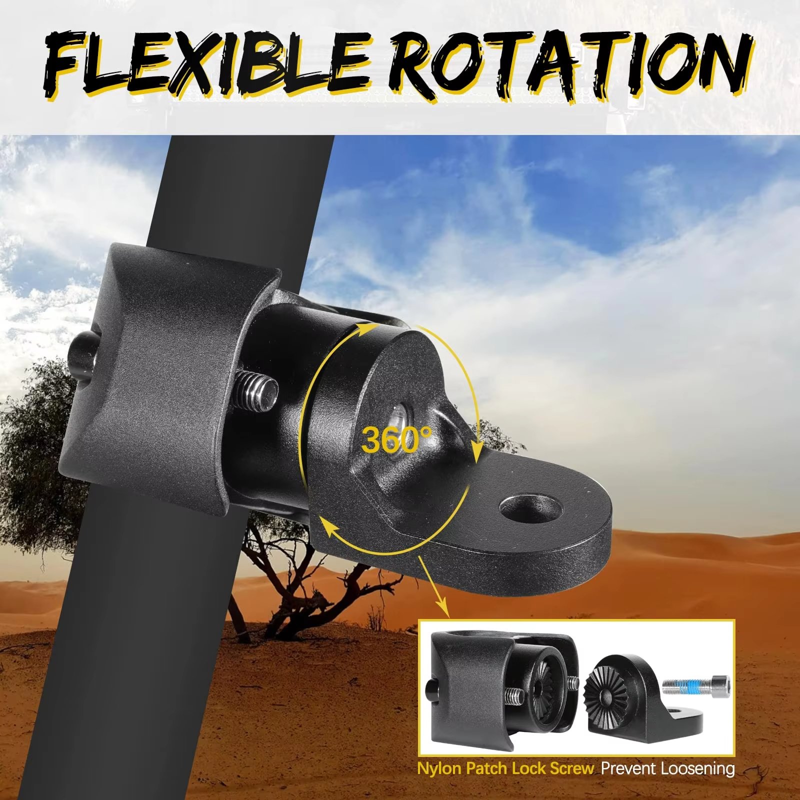 360° Auto Latch Light Bar LED Whip Lights Mounting Bracket Clamp for Polaris UTV ATV Accessories