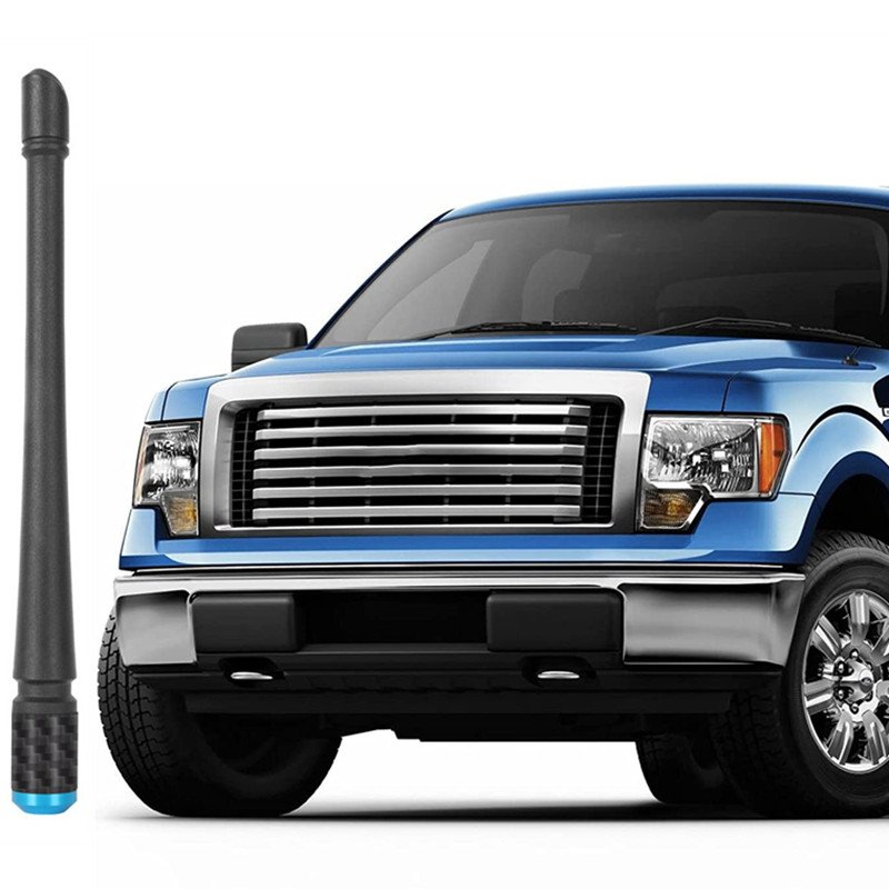 7 Inches Carbon Fiber Car Antenna for Ford F150 2009-2024 Shark Fin Design With FM/AM Reception Rubber Antenna Replacement