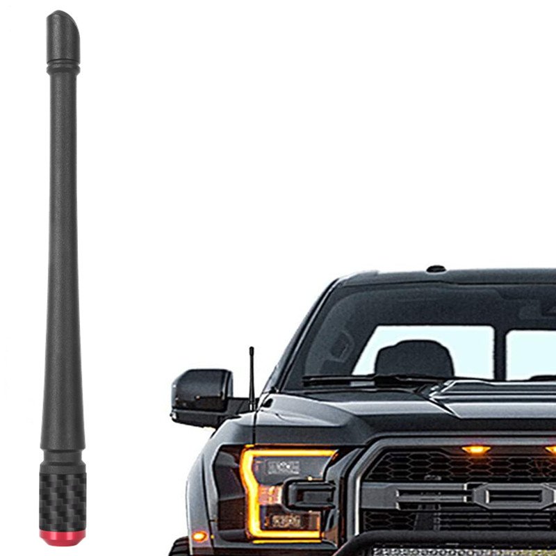 7 Inches Carbon Fiber Car Antenna for Ford F150 2009-2024 Shark Fin Design With FM/AM Reception Rubber Antenna Replacement